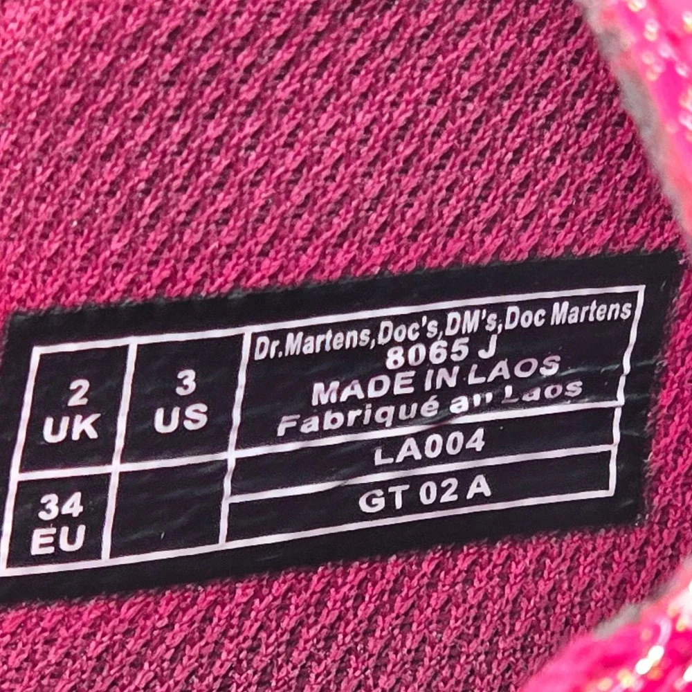 Dr. Martens 8065 J Pink Glitter Mary Jane Shoes Kids Size 3 US 34 EU New